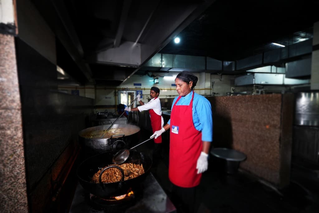 Industrial kitchen at full operation